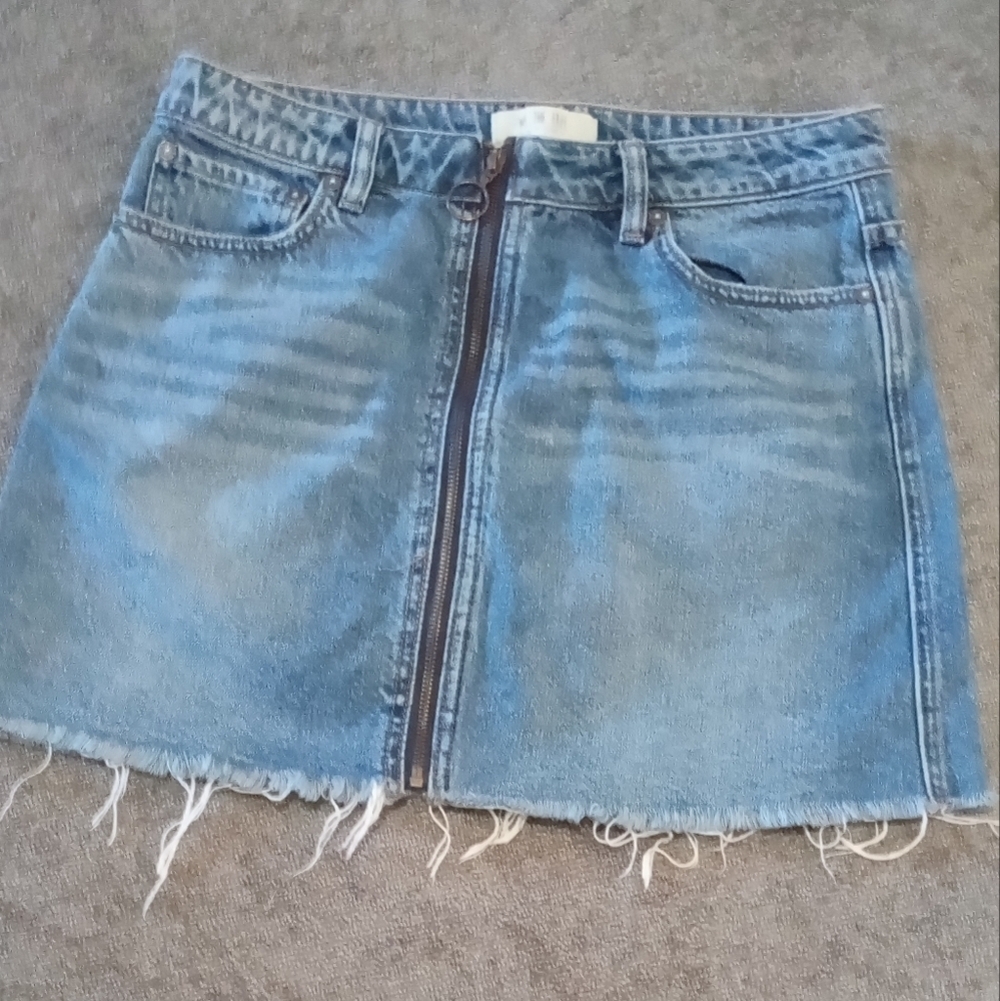 We The Free Distressed Blue Mini Skirt